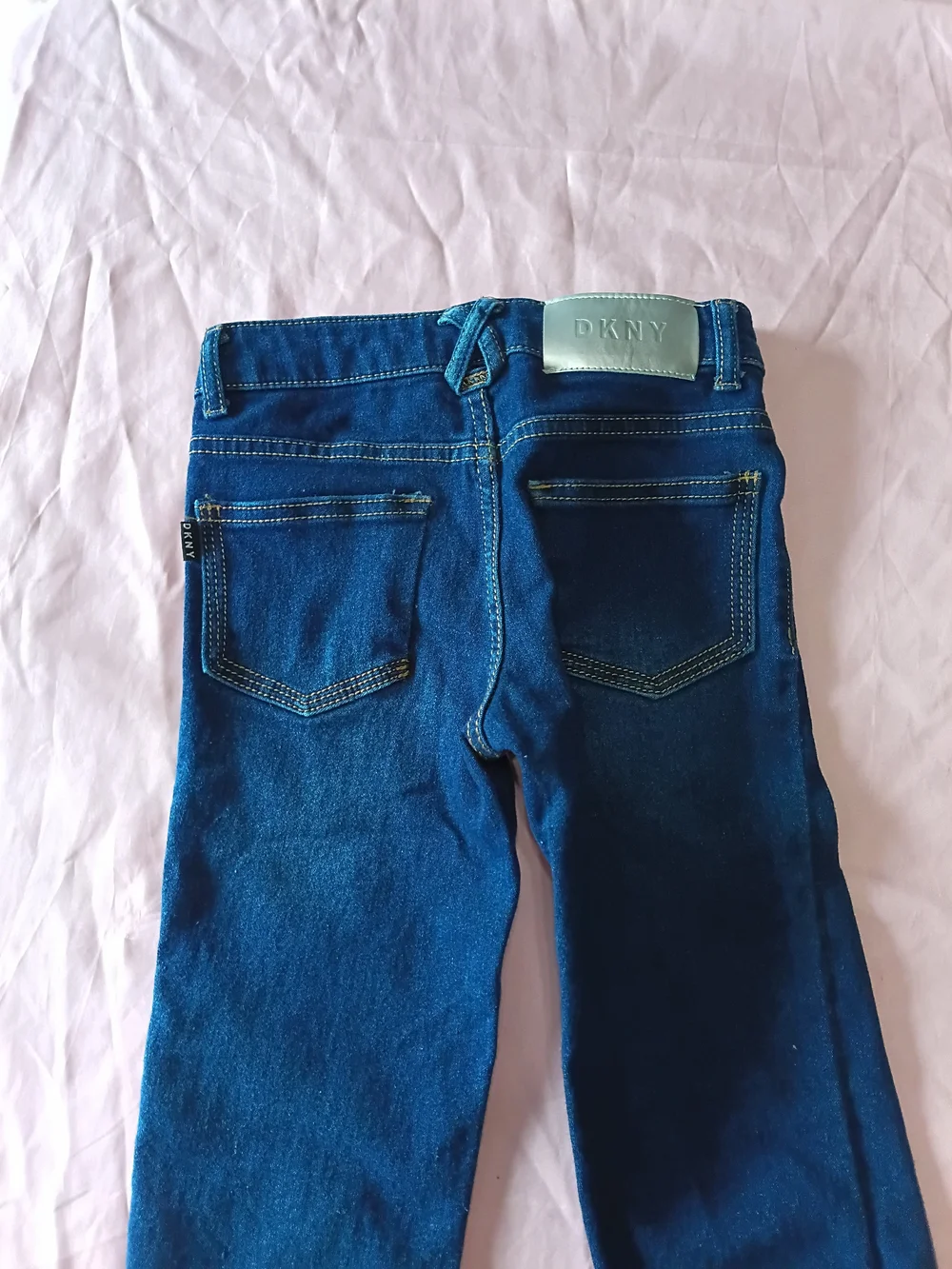 Girls Pink Sequin 'LOVE' Tank Top & Blue Denim Leggings Set Size 7/8